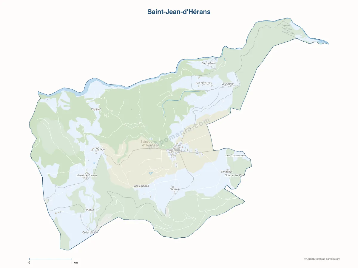 Carte de Saint-Jean-d'Hérans à personnaliser