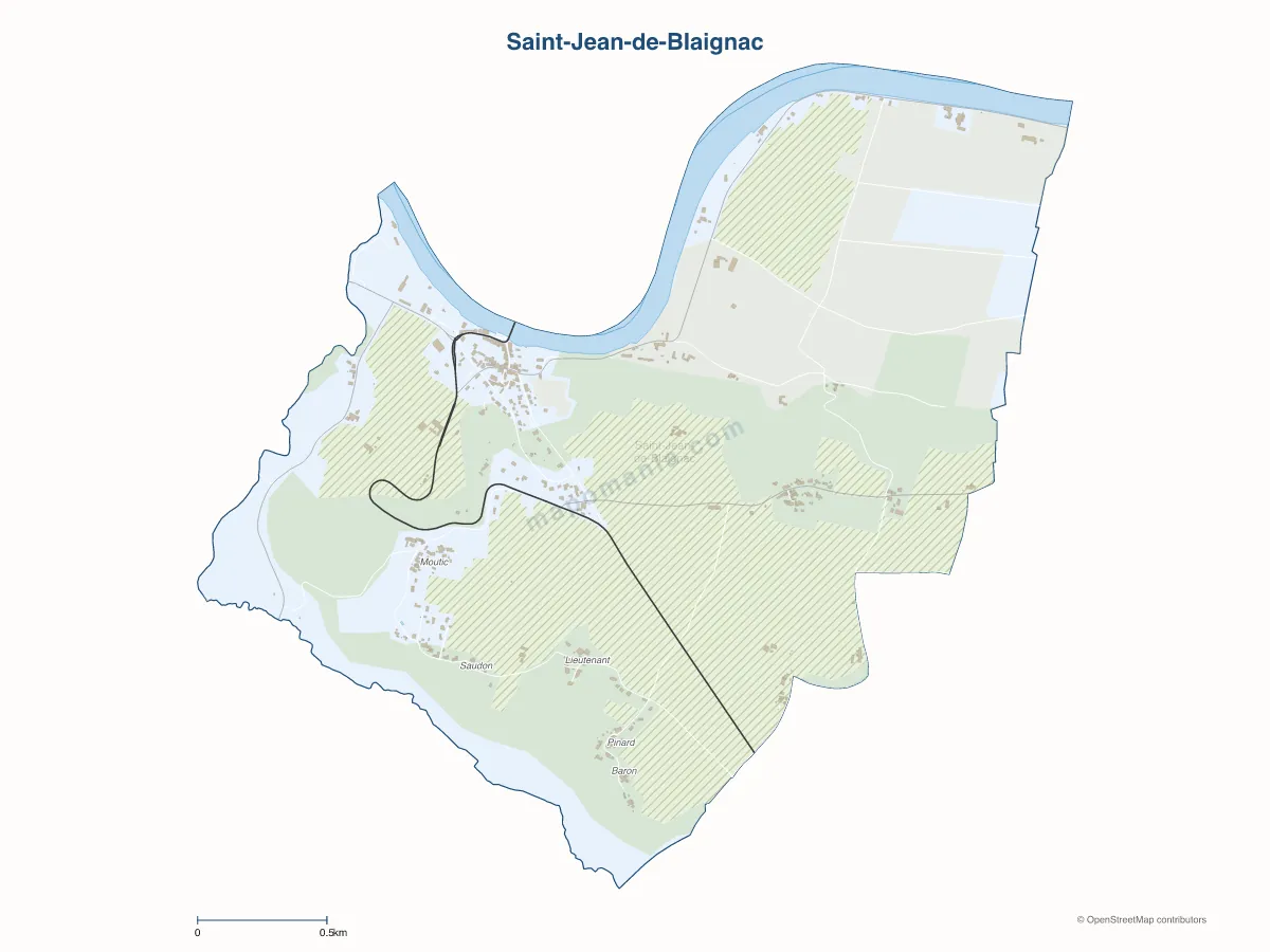 Carte de Saint-Jean-de-Blaignac à personnaliser