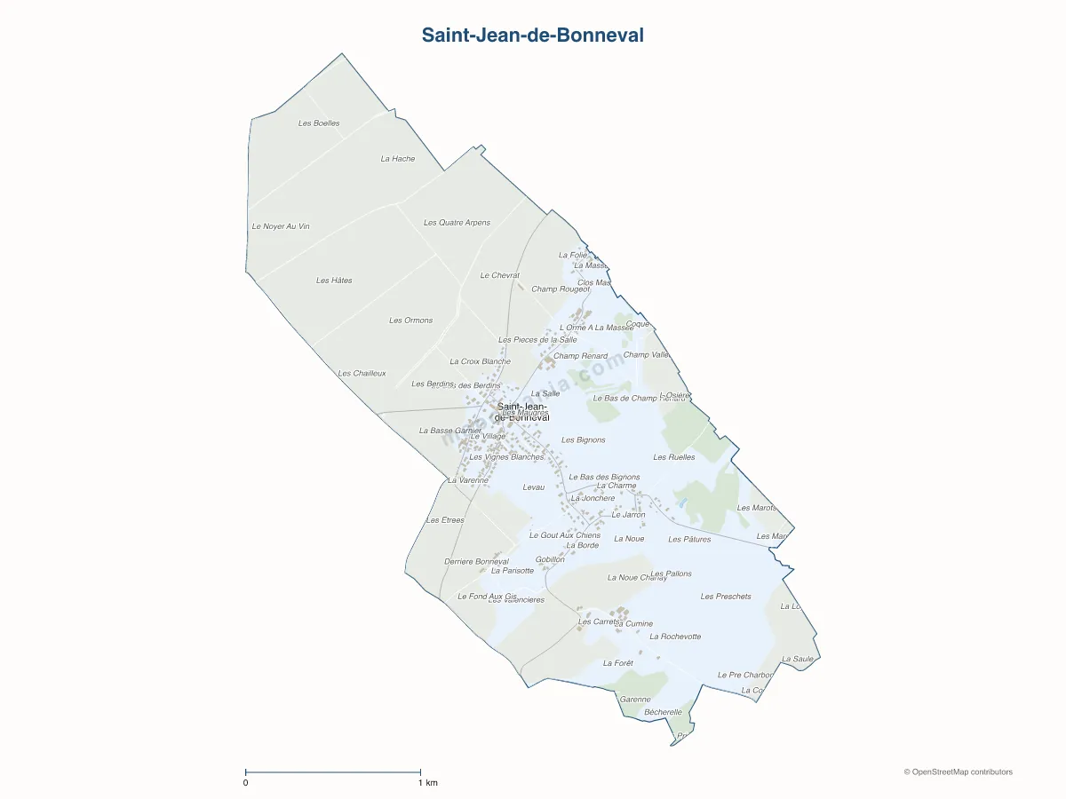 Carte de Saint-Jean-de-Bonneval à personnaliser