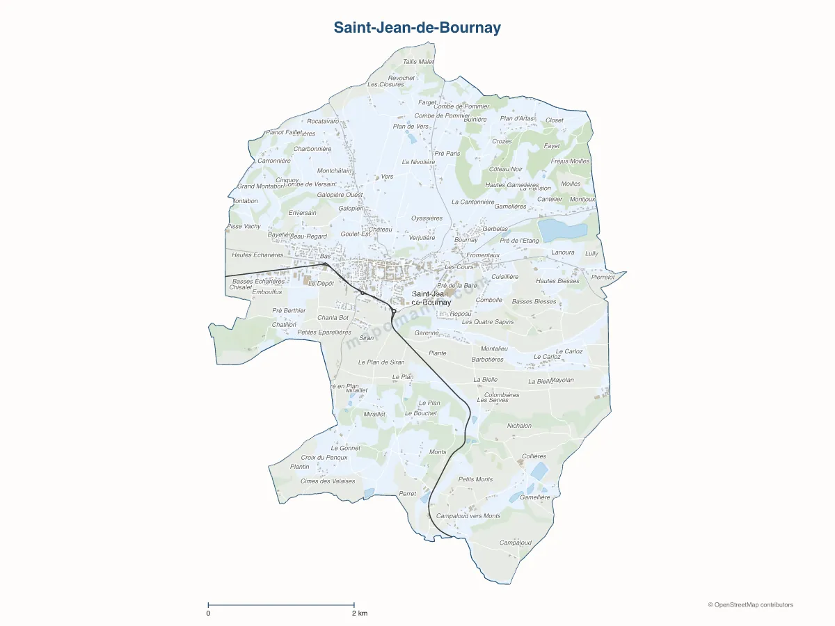Carte de Saint-Jean-de-Bournay à personnaliser