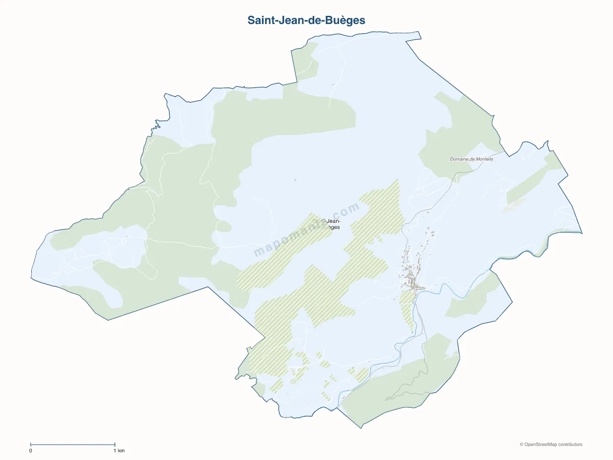 Carte de Saint-Jean-de-Buèges à personnaliser