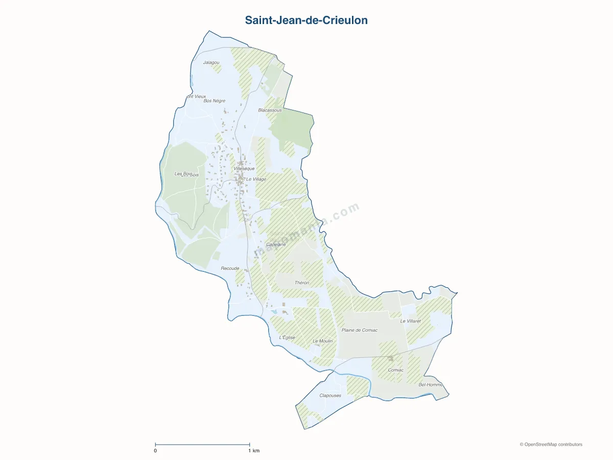 Carte de Saint-Jean-de-Crieulon à personnaliser