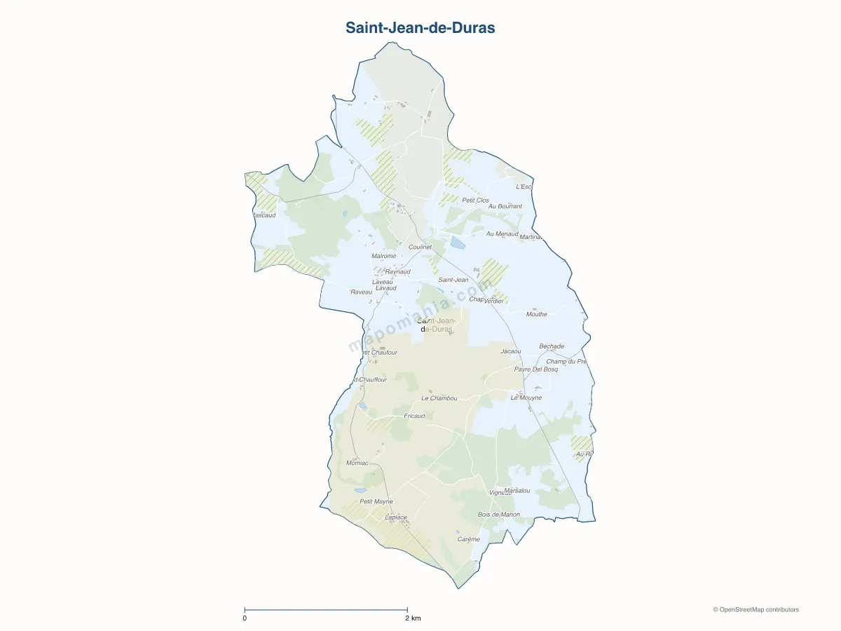 Carte de Saint-Jean-de-Duras à personnaliser