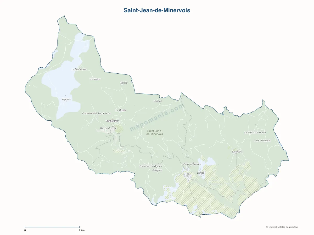 Carte de Saint-Jean-de-Minervois à personnaliser