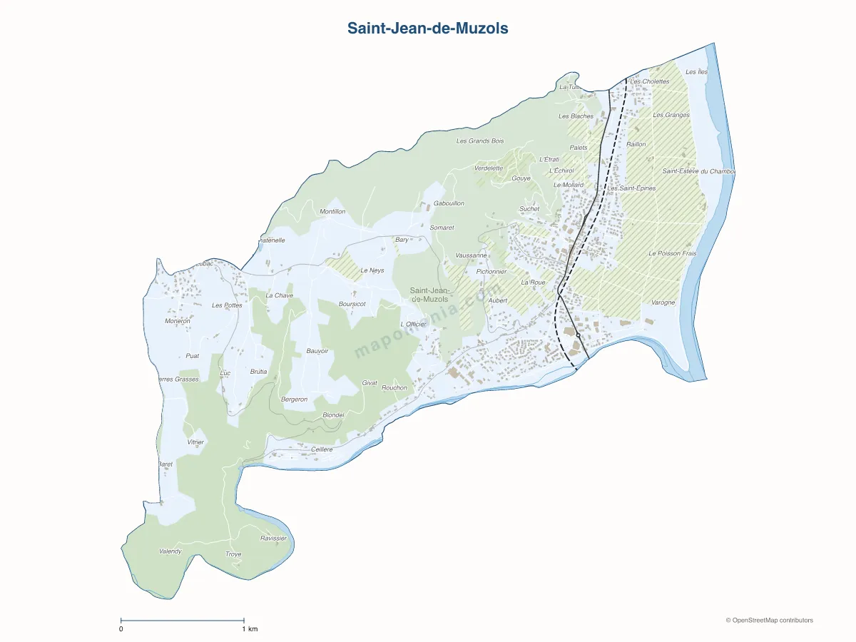 Carte de Saint-Jean-de-Muzols à personnaliser