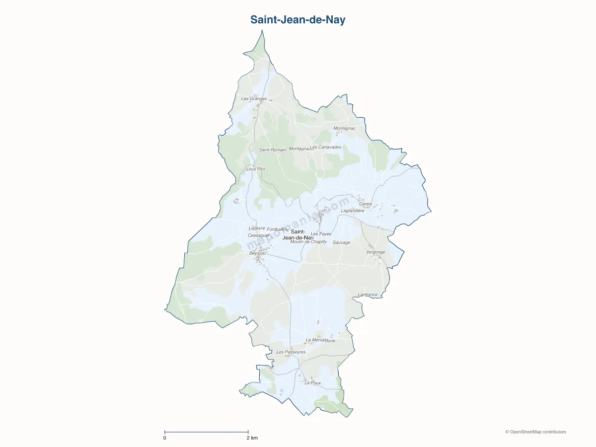 Carte de Saint-Jean-de-Nay à personnaliser