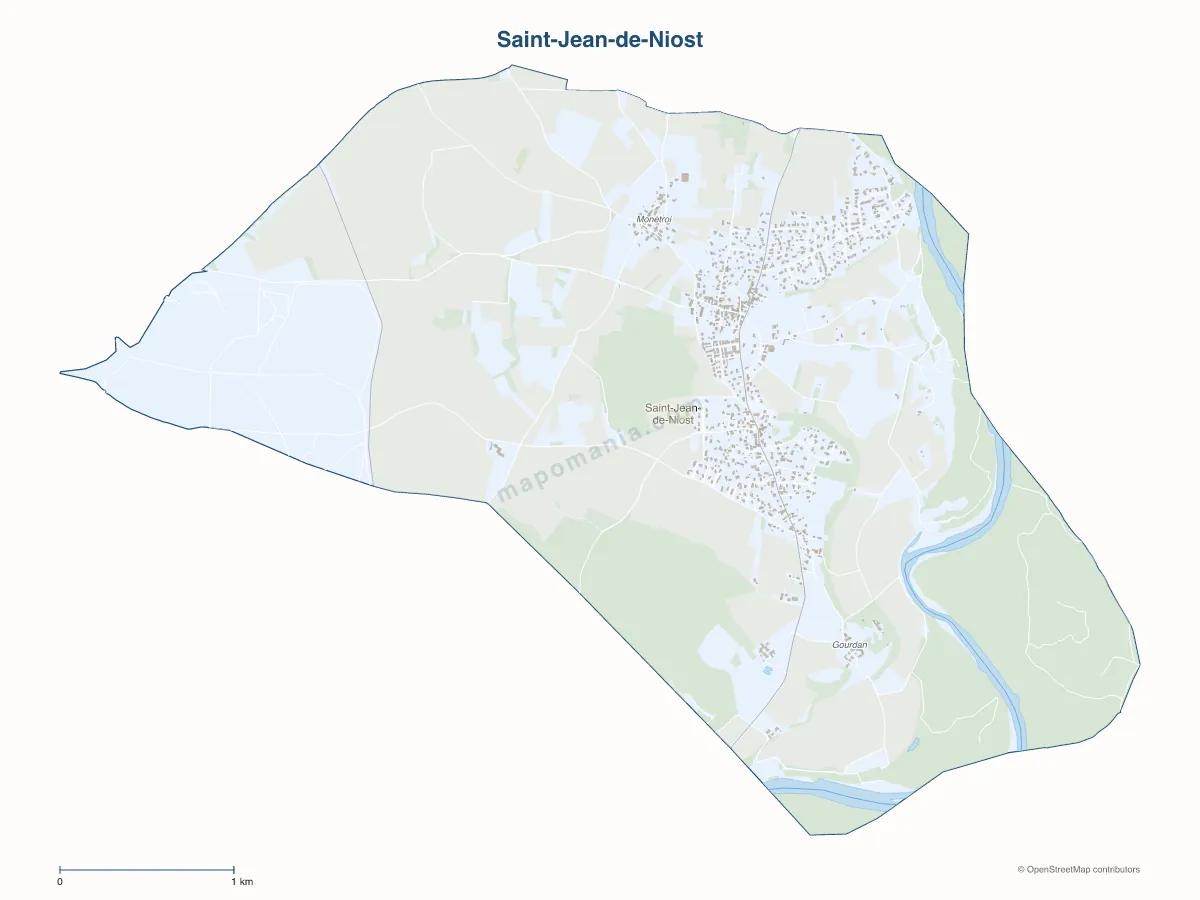 Carte de Saint-Jean-de-Niost à personnaliser