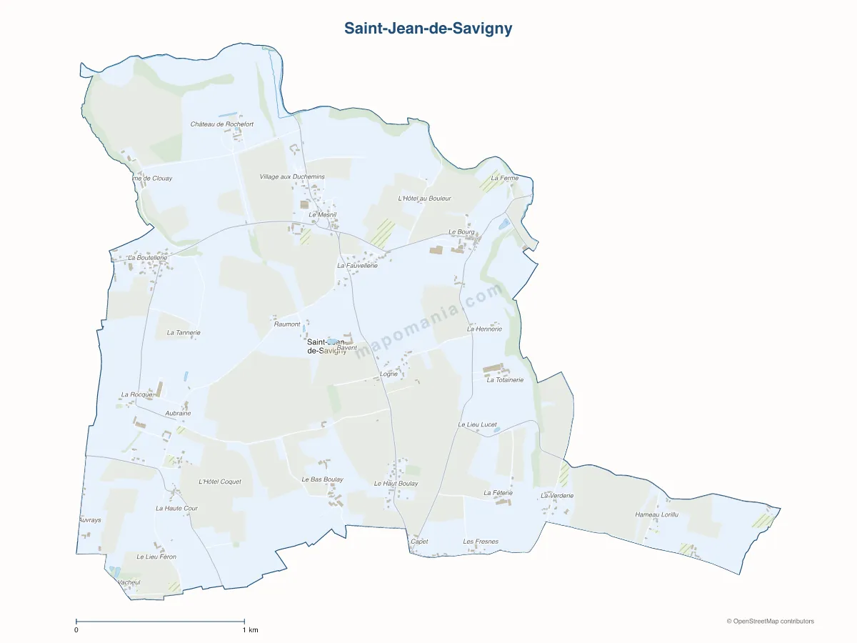 Carte de Saint-Jean-de-Savigny à personnaliser