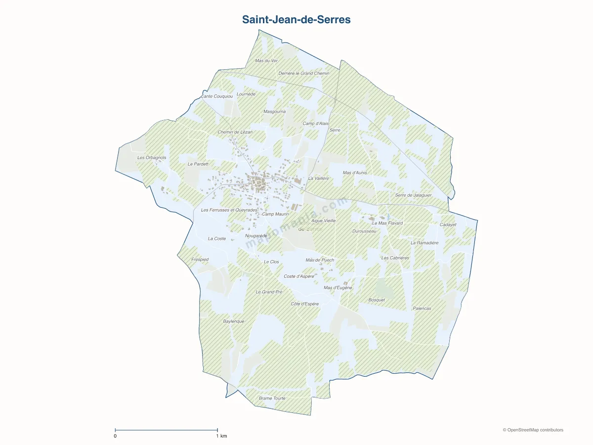 Carte de Saint-Jean-de-Serres à personnaliser