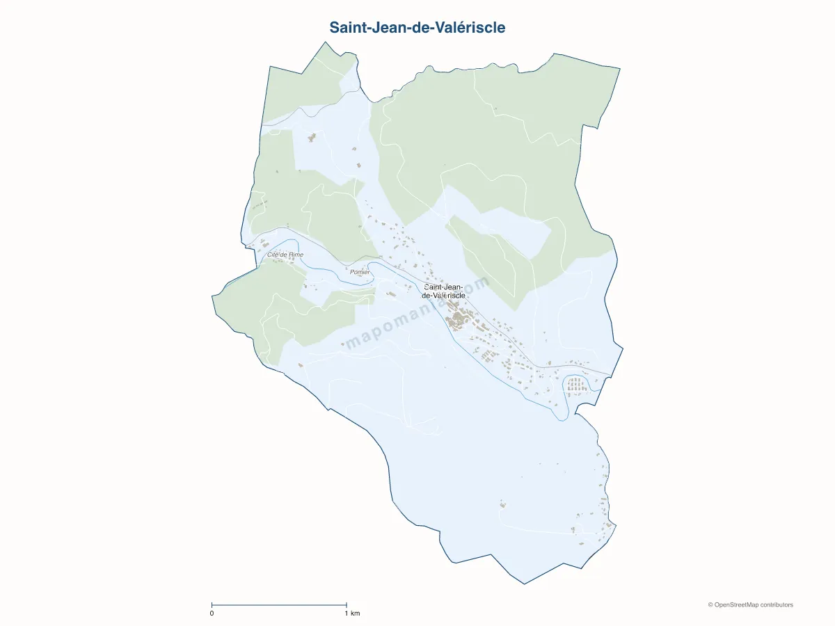Carte de Saint-Jean-de-Valériscle à personnaliser