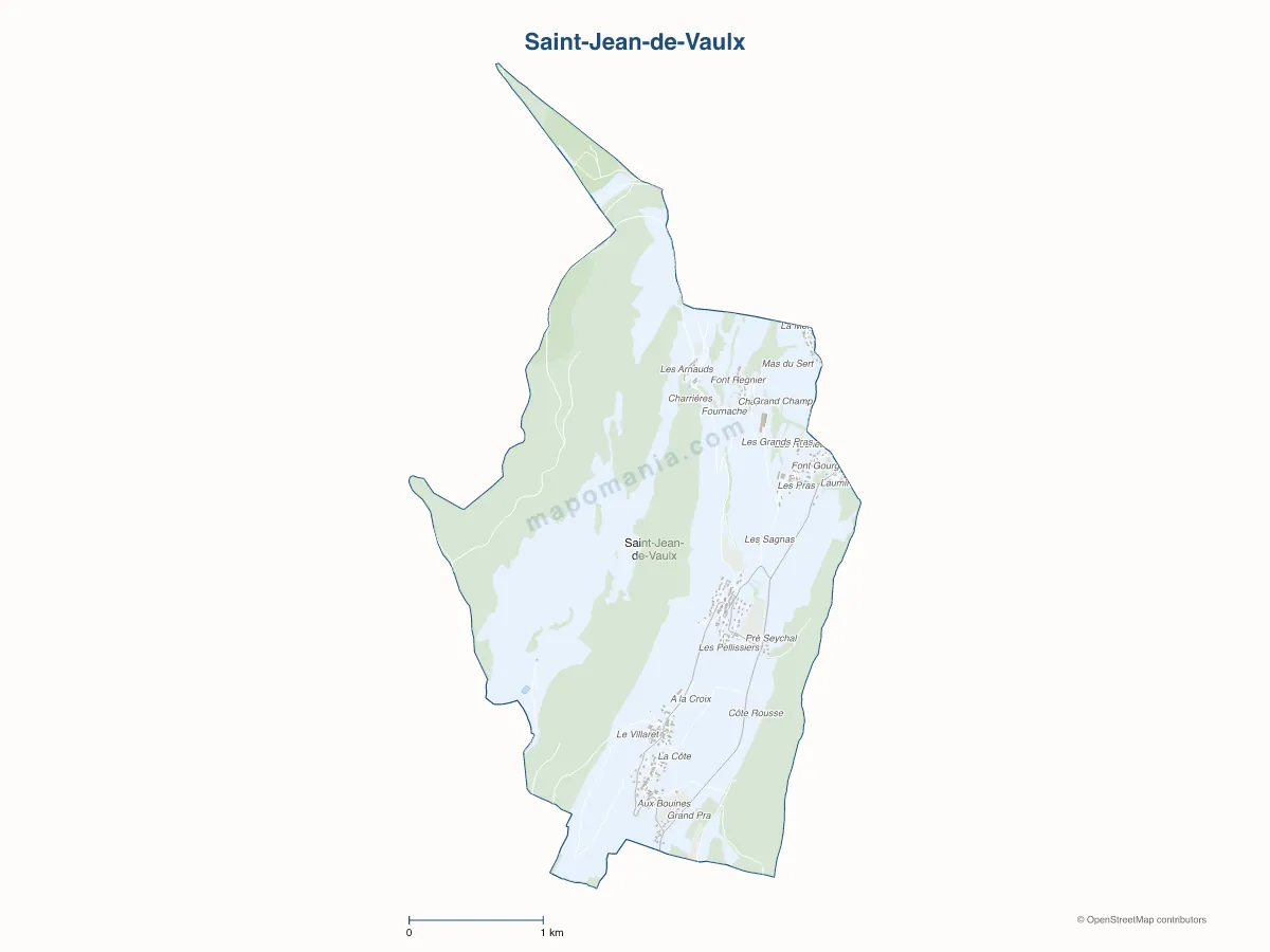 Carte de Saint-Jean-de-Vaulx à personnaliser