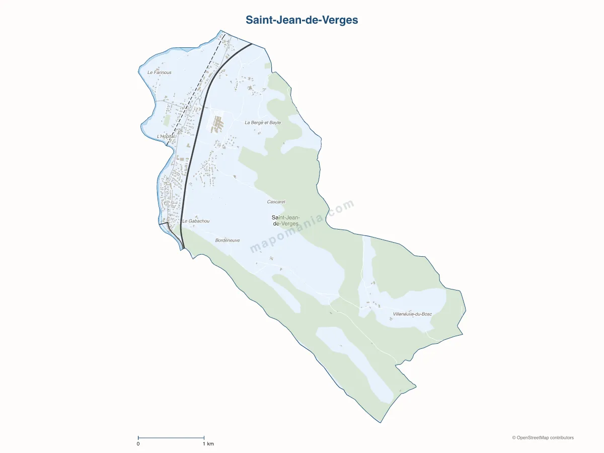 Carte de Saint-Jean-de-Verges à personnaliser