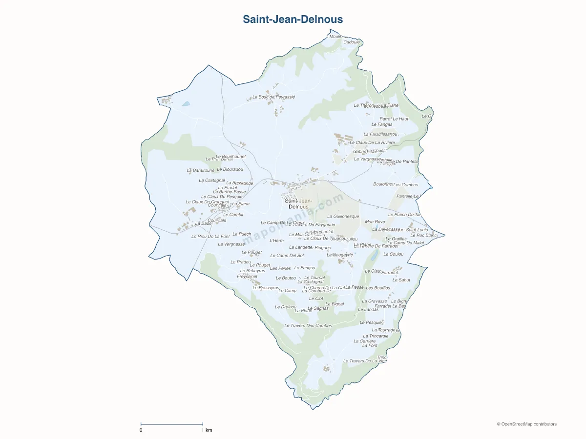Carte de Saint-Jean-Delnous à personnaliser