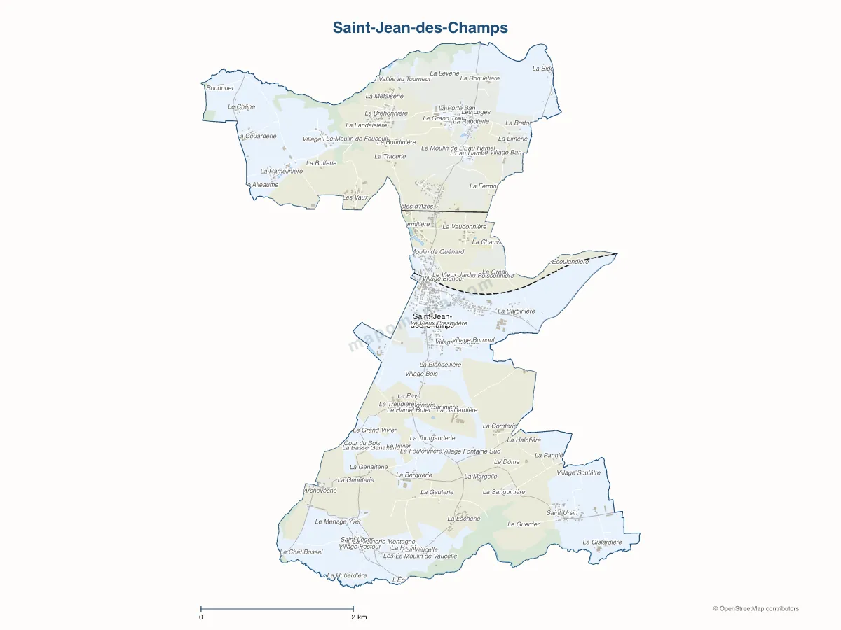 Carte de Saint-Jean-des-Champs à personnaliser