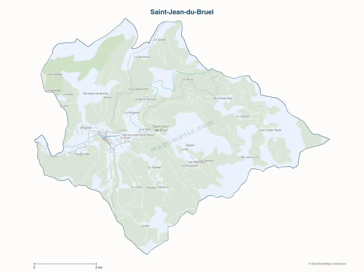 Carte de Saint-Jean-du-Bruel à personnaliser