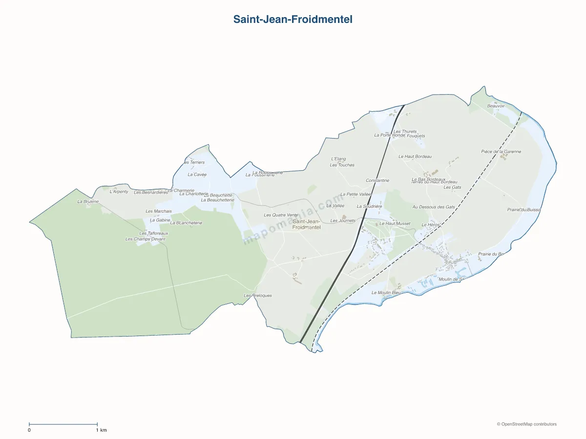 Carte de Saint-Jean-Froidmentel à personnaliser