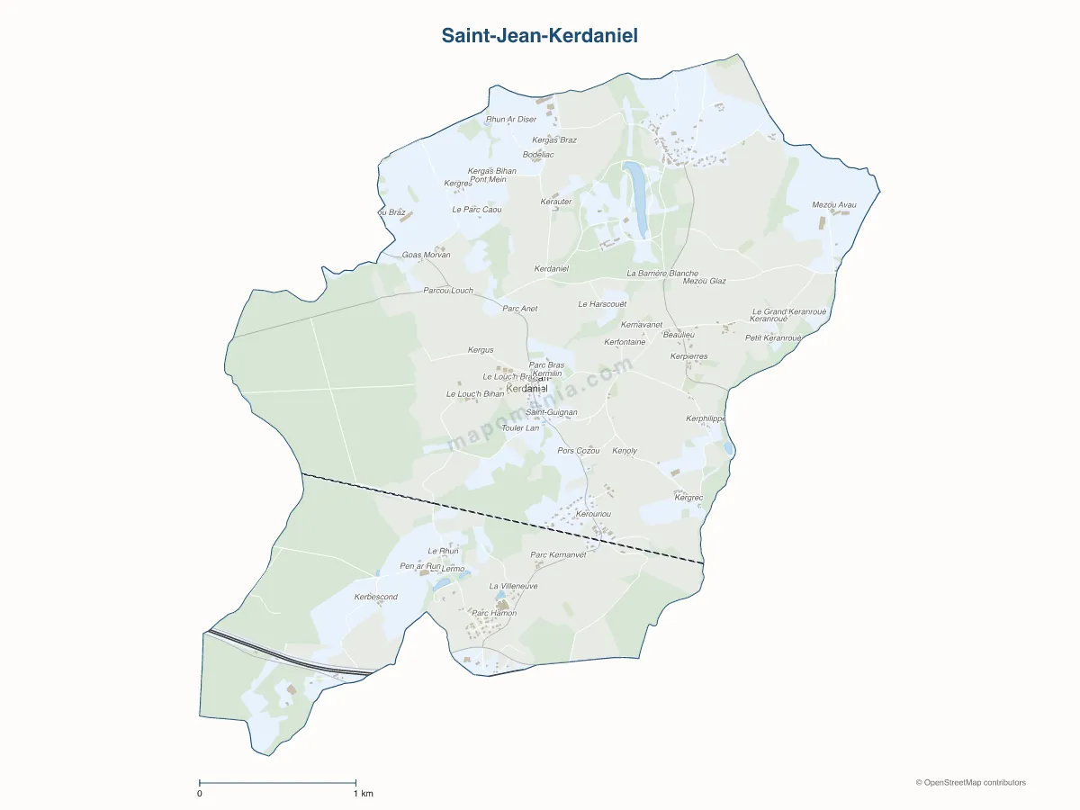 Carte de Saint-Jean-Kerdaniel à personnaliser