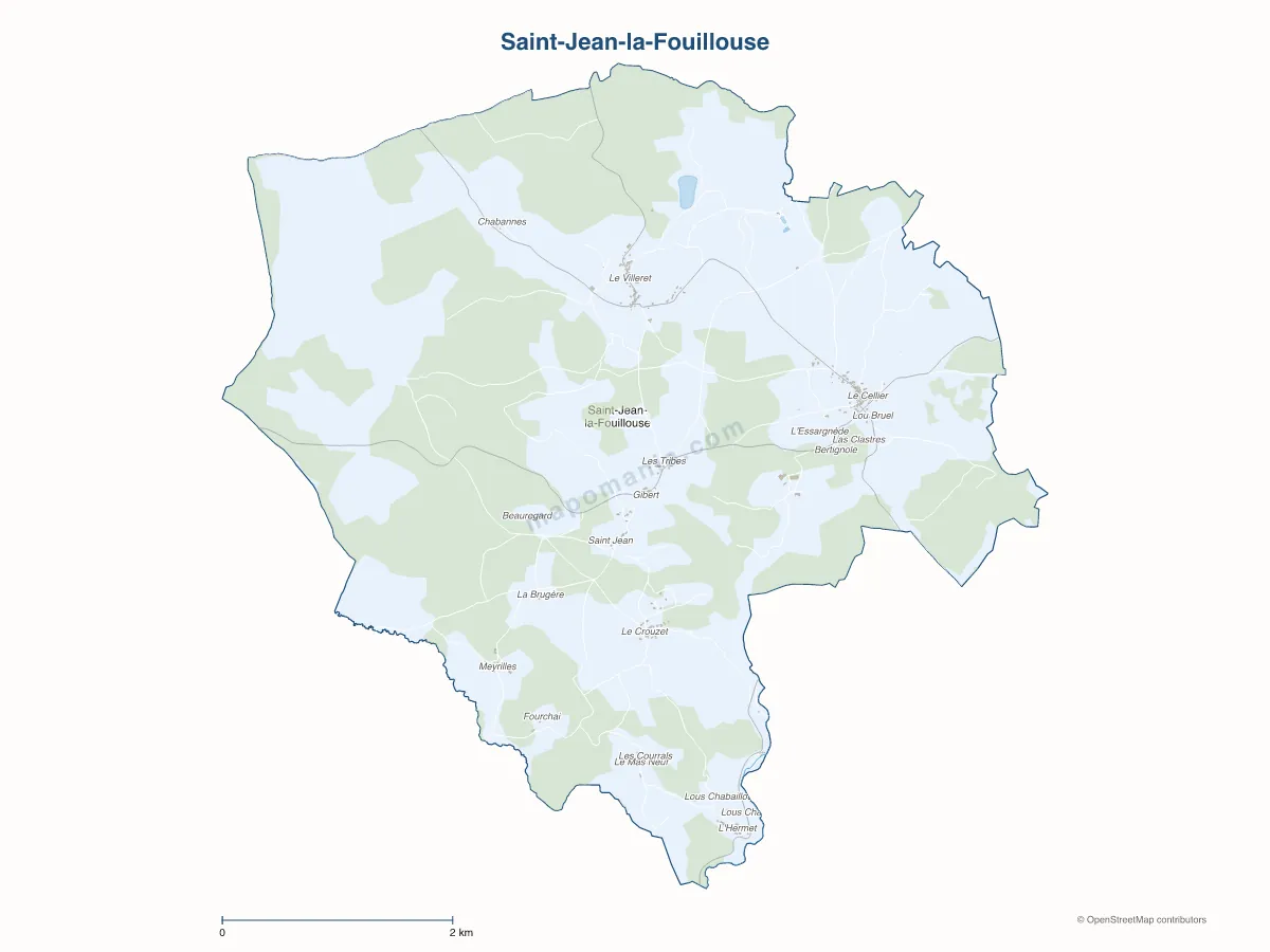 Carte de Saint-Jean-la-Fouillouse à personnaliser