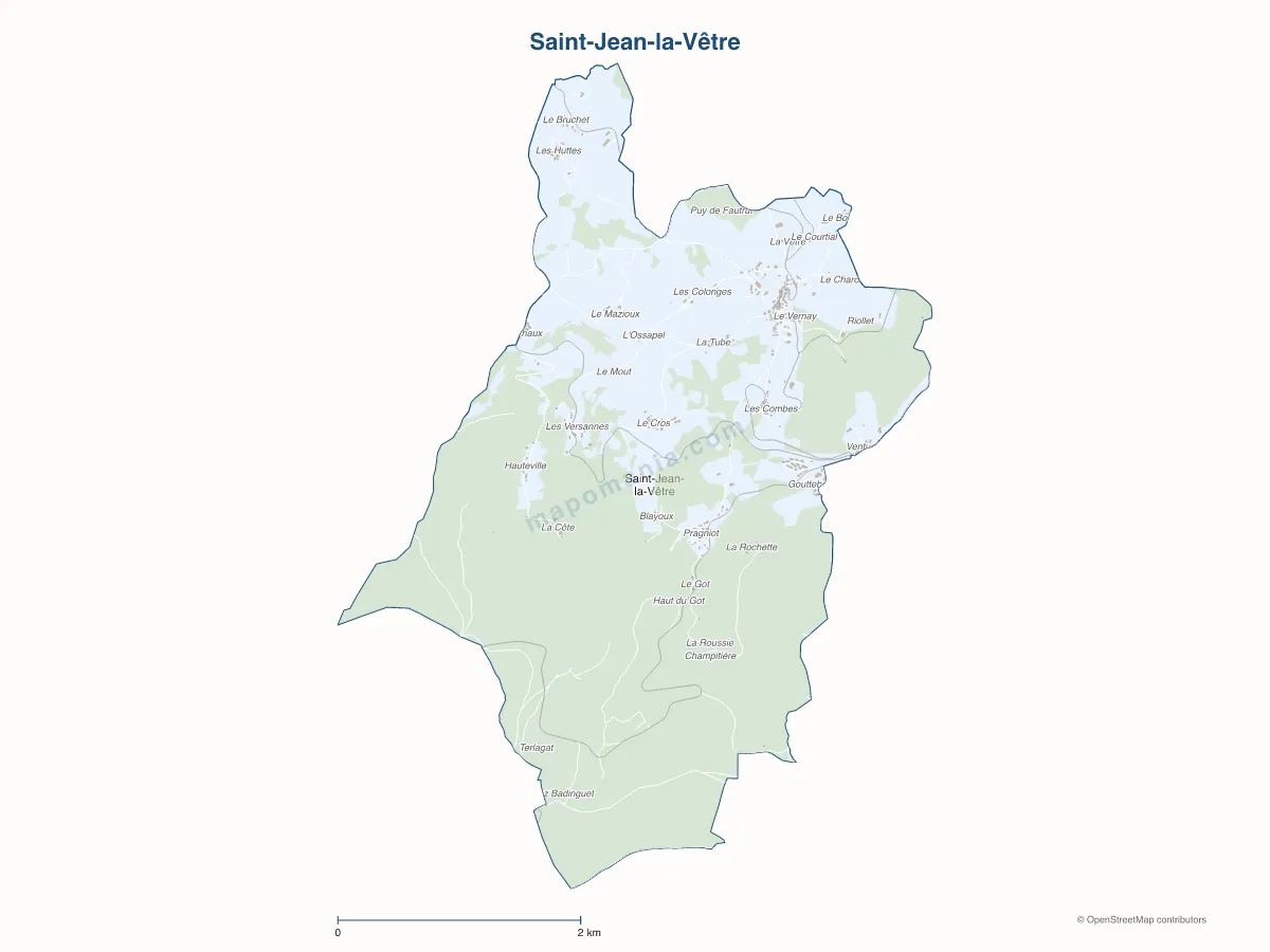 Carte de Saint-Jean-la-Vêtre à personnaliser