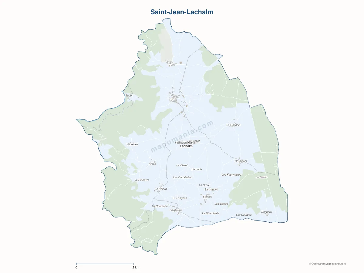 Carte de Saint-Jean-Lachalm à personnaliser