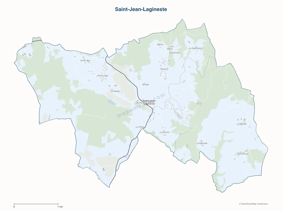 Carte de Saint-Jean-Lagineste à personnaliser