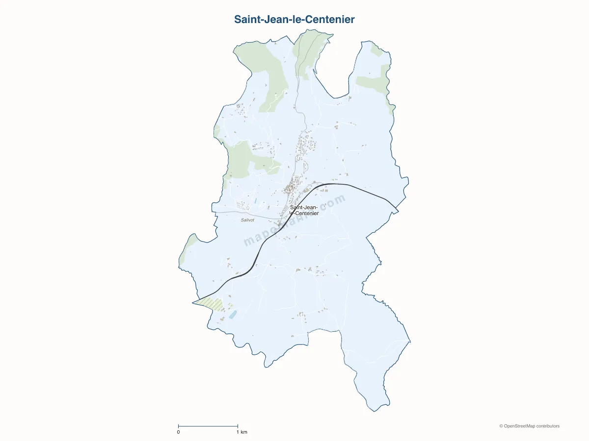Carte de Saint-Jean-le-Centenier à personnaliser
