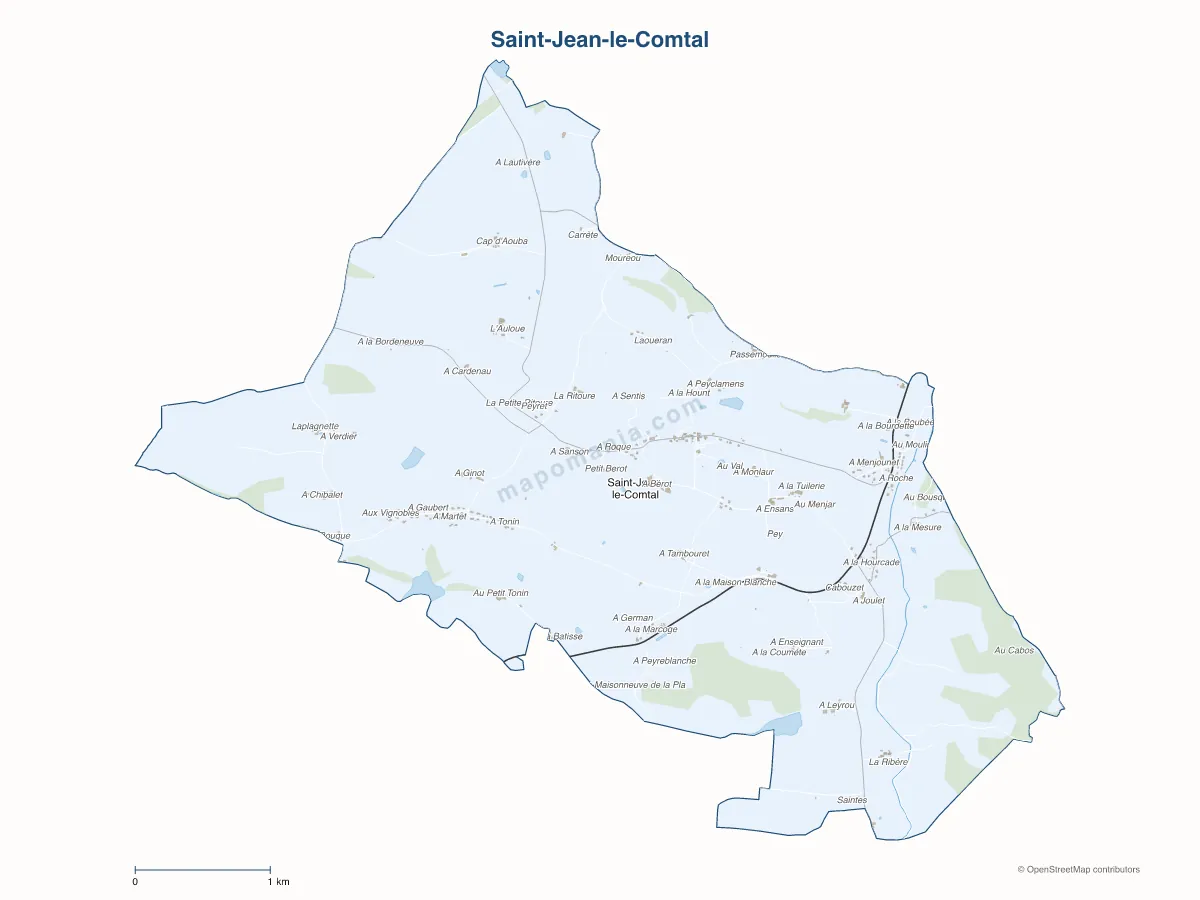 Carte de Saint-Jean-le-Comtal à personnaliser