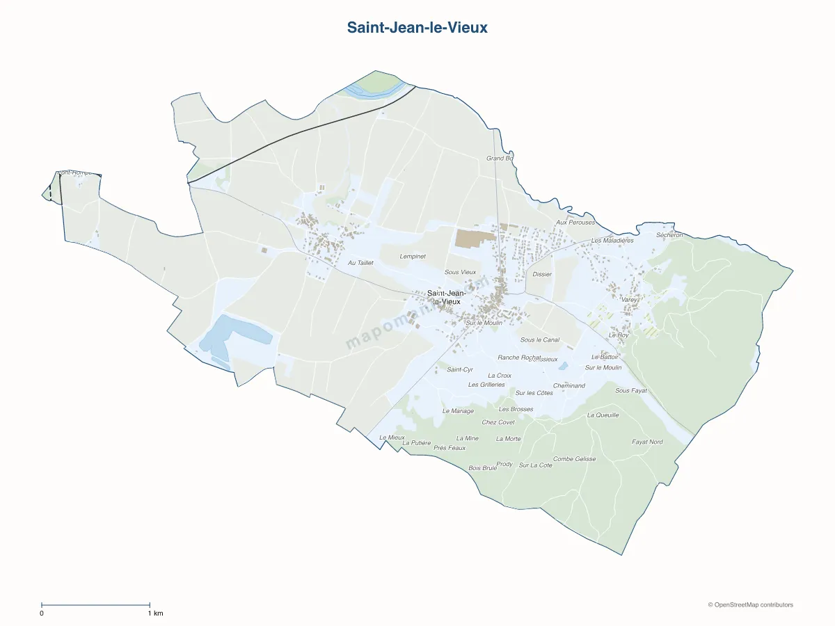 Carte de Saint-Jean-le-Vieux à personnaliser