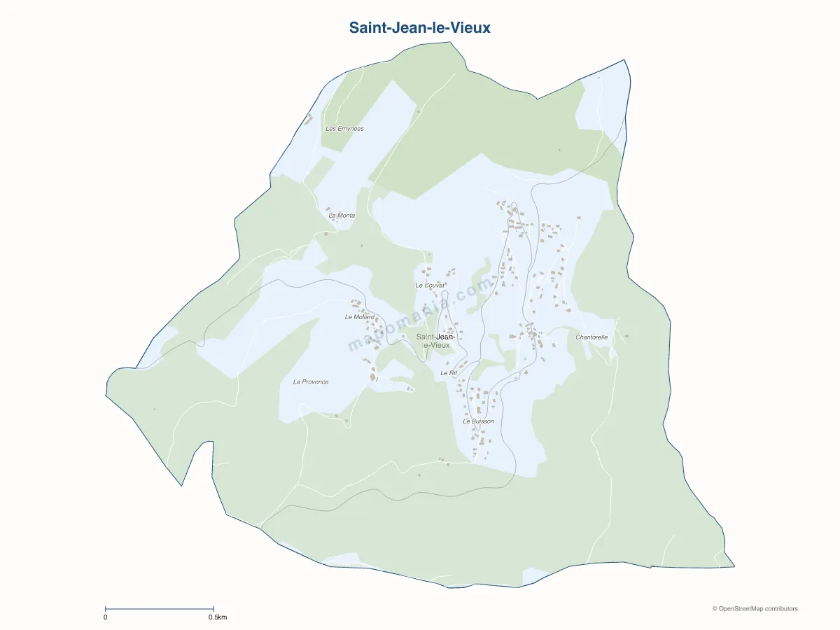 Carte de Saint-Jean-le-Vieux à personnaliser