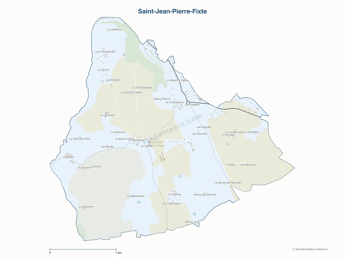 Carte de Saint-Jean-Pierre-Fixte à personnaliser