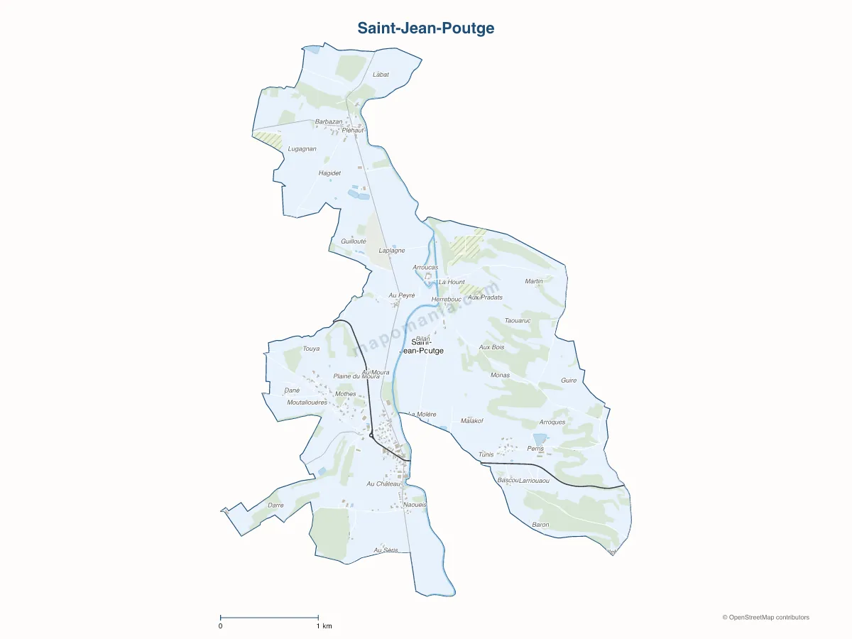 Carte de Saint-Jean-Poutge à personnaliser