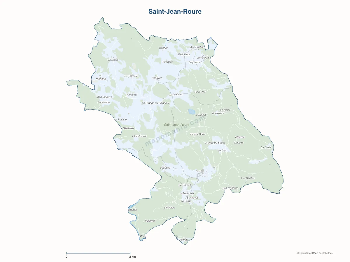 Carte de Saint-Jean-Roure à personnaliser