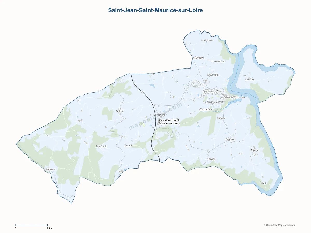 Carte de Saint-Jean-Saint-Maurice-sur-Loire à personnaliser