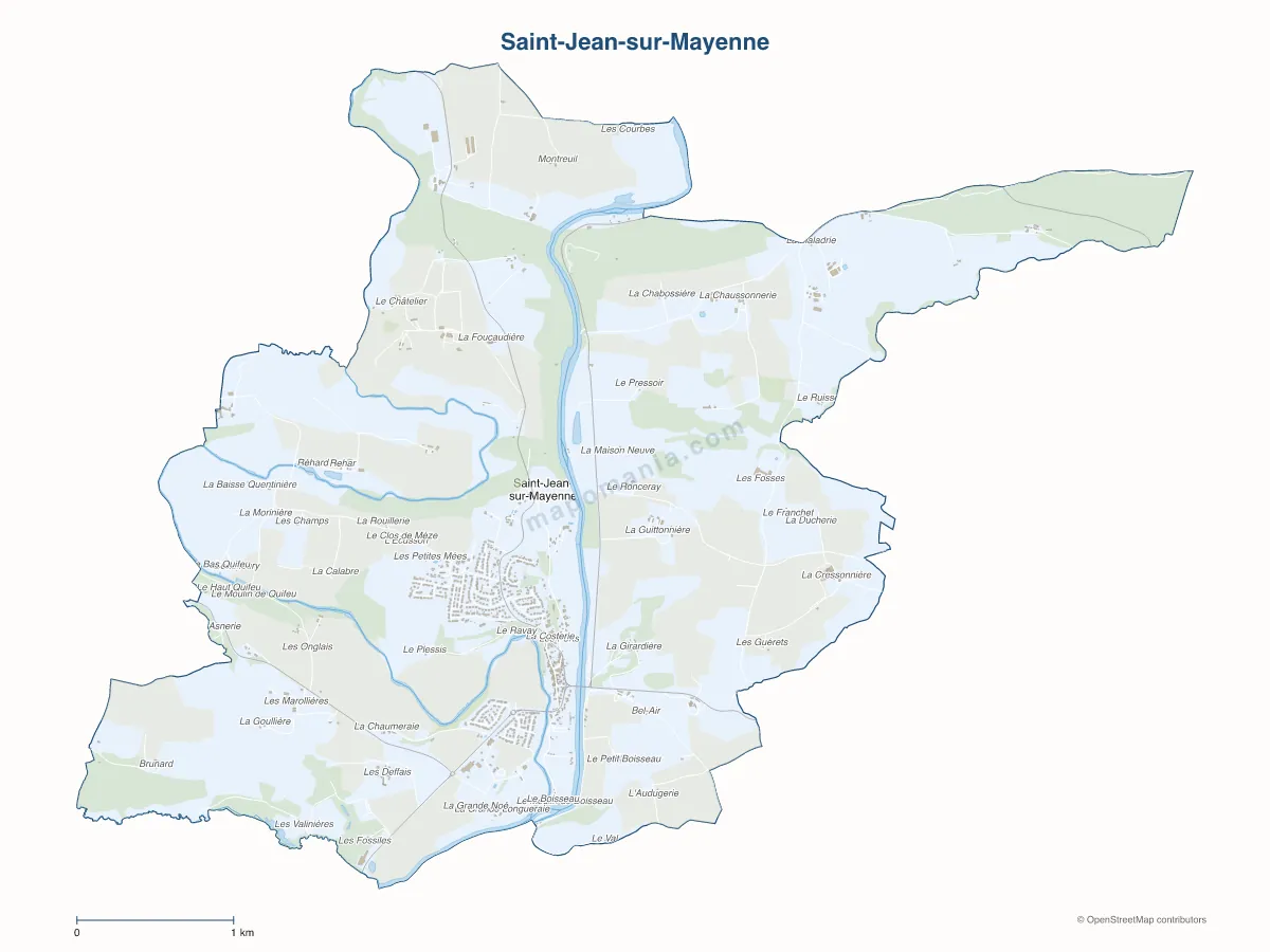 Carte de Saint-Jean-sur-Mayenne à personnaliser