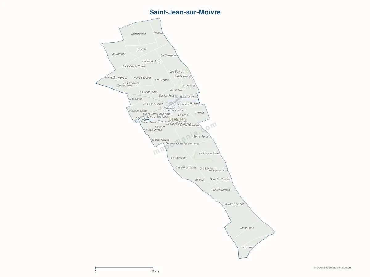 Carte de Saint-Jean-sur-Moivre à personnaliser