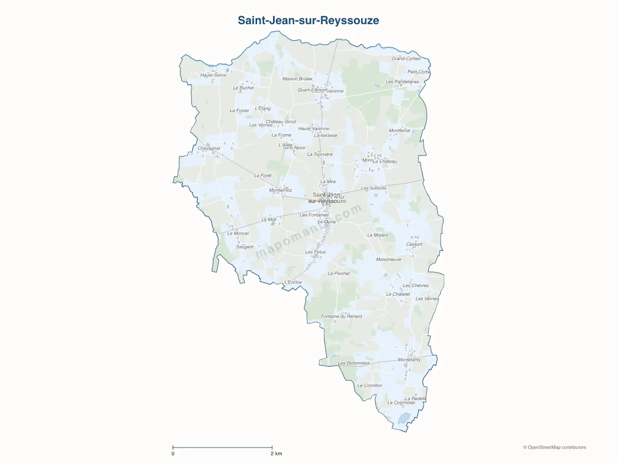 Carte de Saint-Jean-sur-Reyssouze à personnaliser