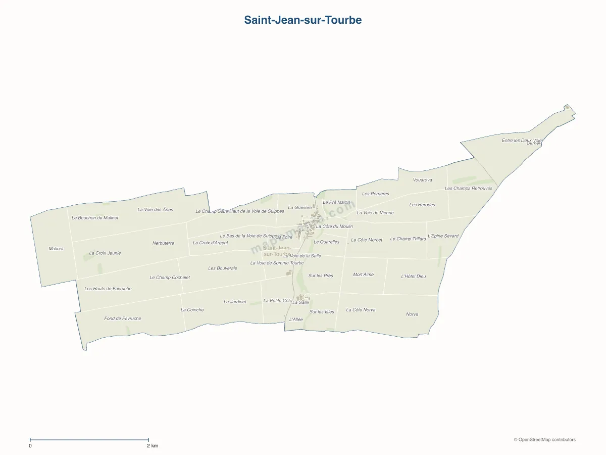 Carte de Saint-Jean-sur-Tourbe à personnaliser