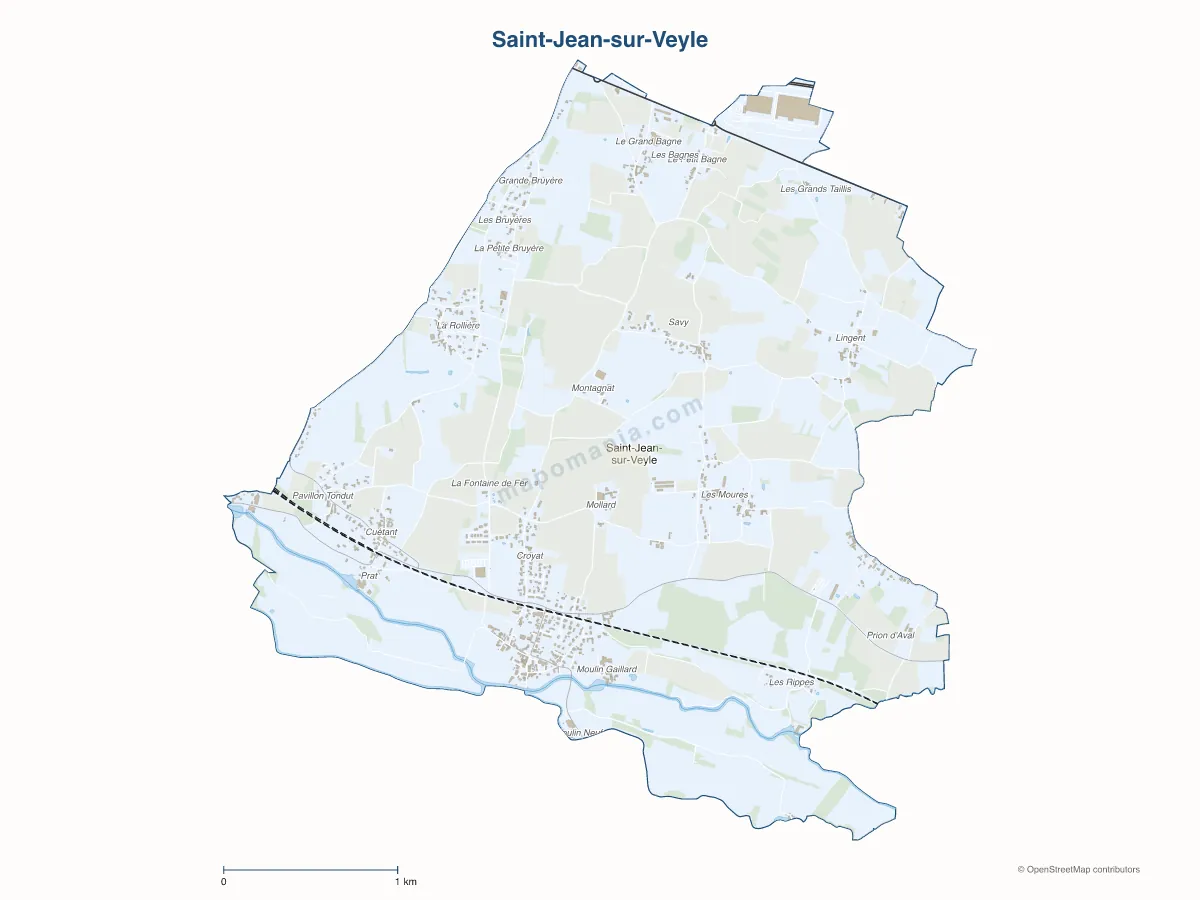 Carte de Saint-Jean-sur-Veyle à personnaliser