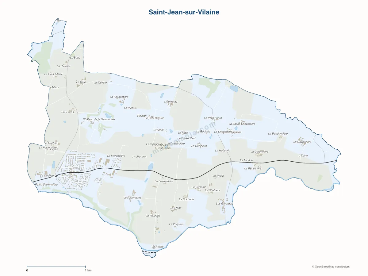 Carte de Saint-Jean-sur-Vilaine à personnaliser