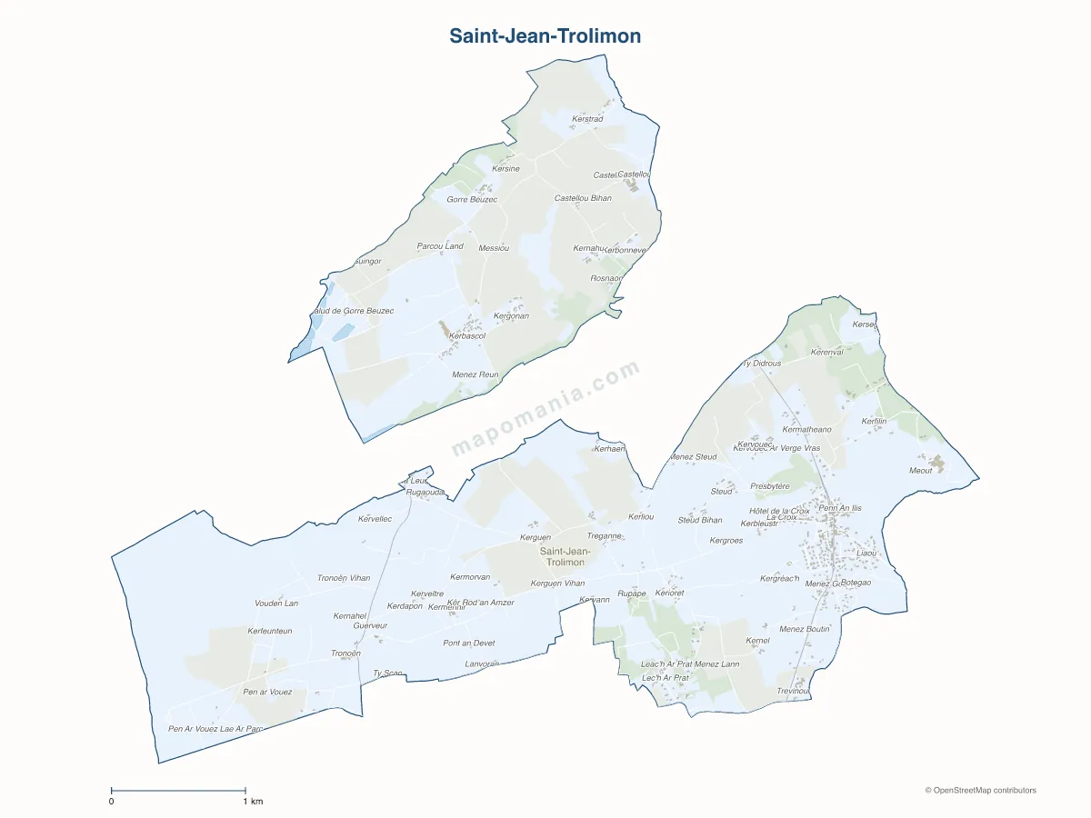 Carte de Saint-Jean-Trolimon à personnaliser
