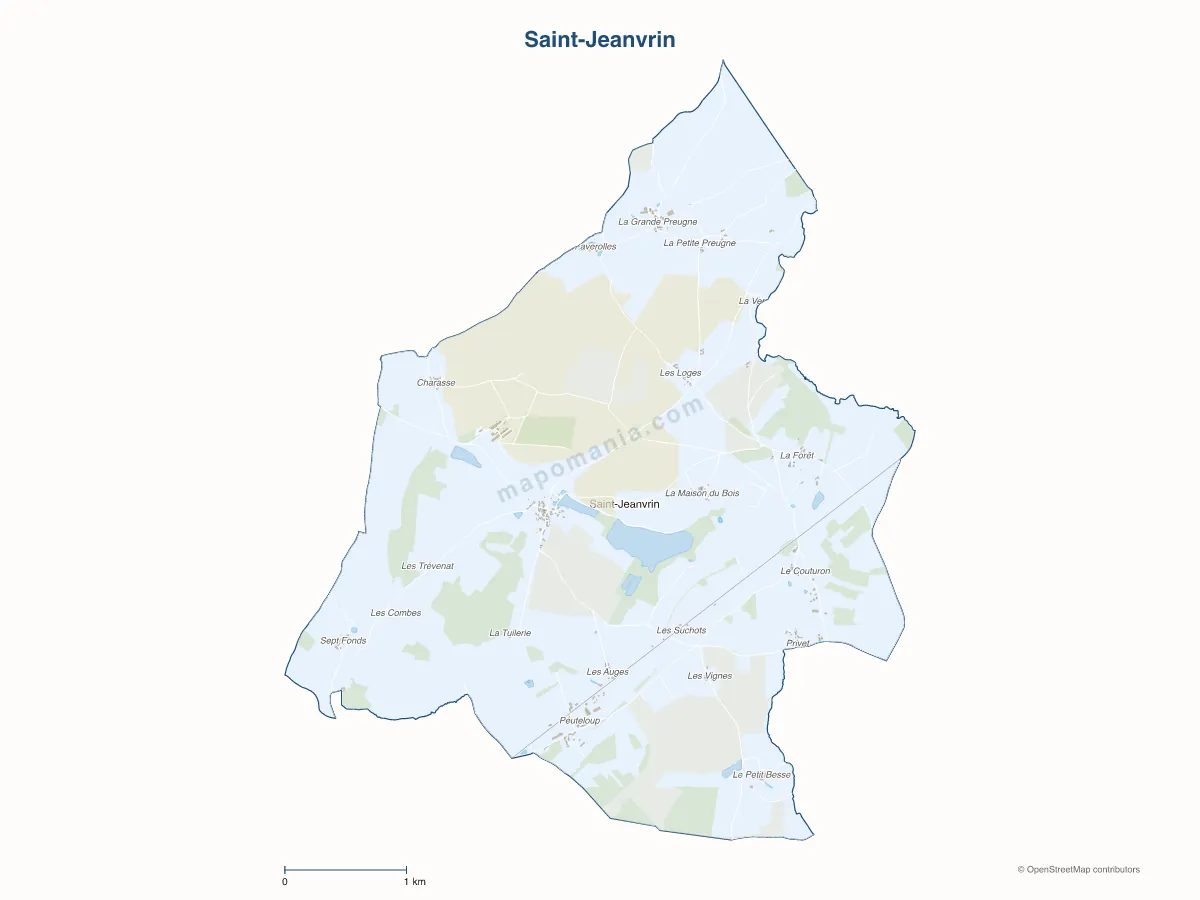 Carte de Saint-Jeanvrin à personnaliser