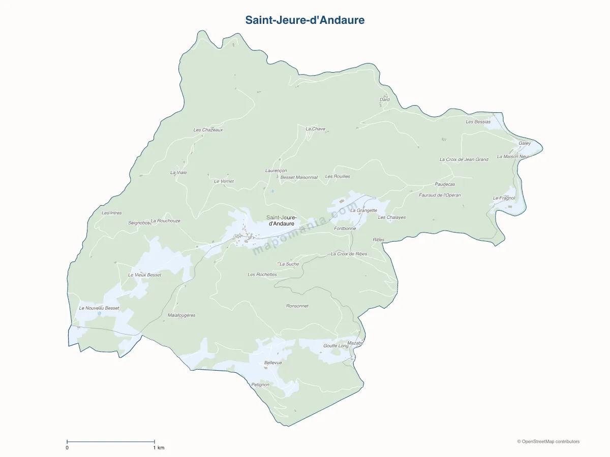 Carte de Saint-Jeure-d'Andaure à personnaliser