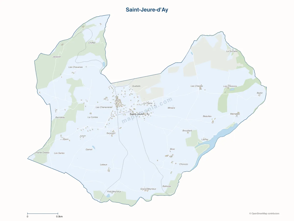 Carte de Saint-Jeure-d'Ay à personnaliser