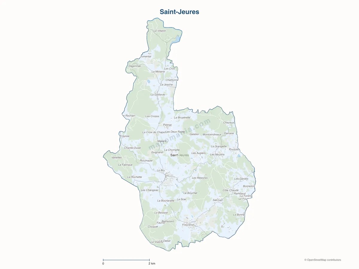 Carte de Saint-Jeures à personnaliser