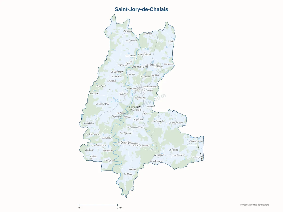 Carte de Saint-Jory-de-Chalais à personnaliser