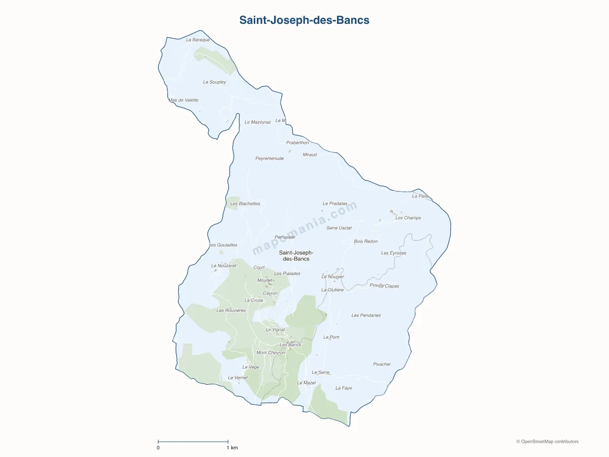 Carte de Saint-Joseph-des-Bancs à personnaliser