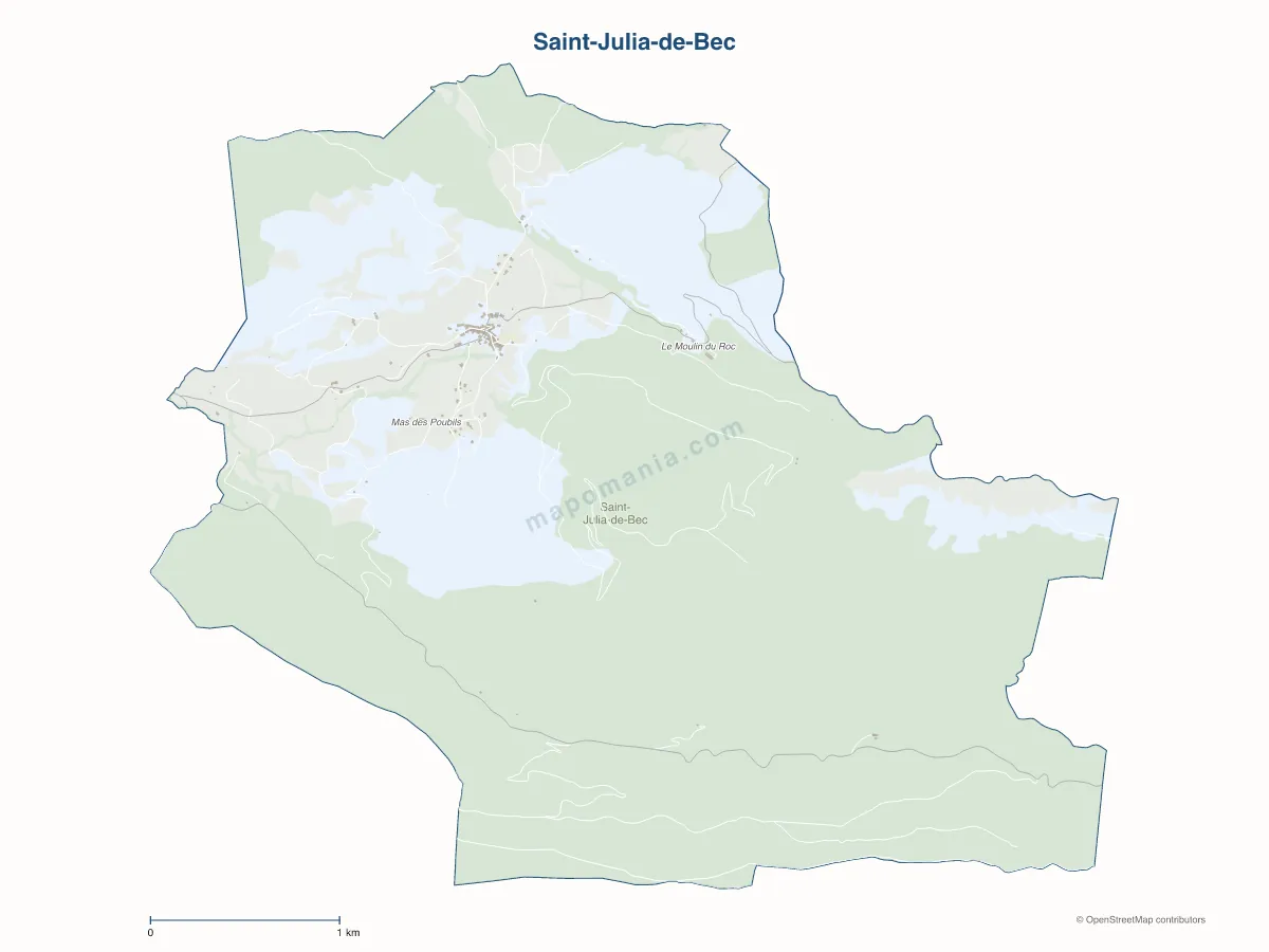 Carte de Saint-Julia-de-Bec à personnaliser