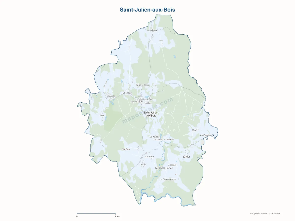 Carte de Saint-Julien-aux-Bois à personnaliser
