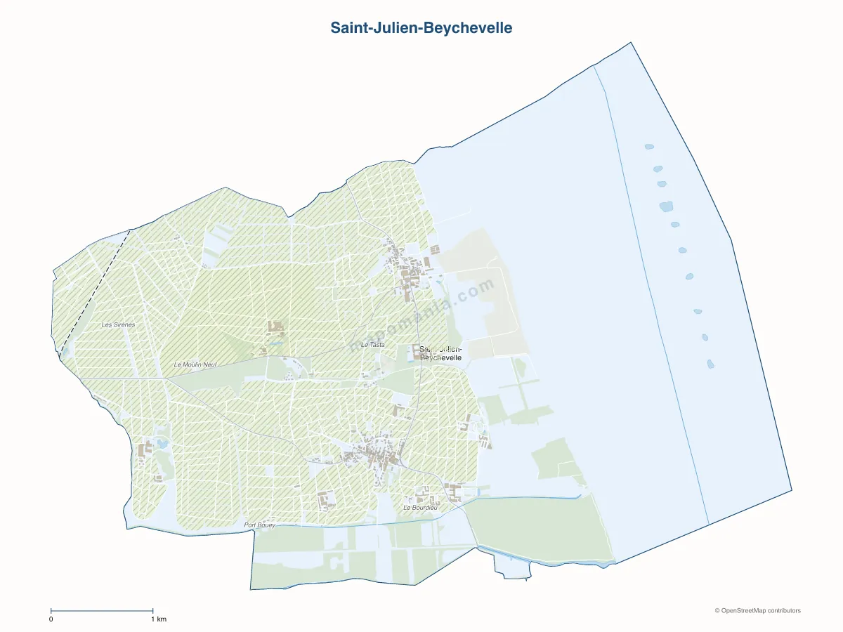 Carte de Saint-Julien-Beychevelle à personnaliser