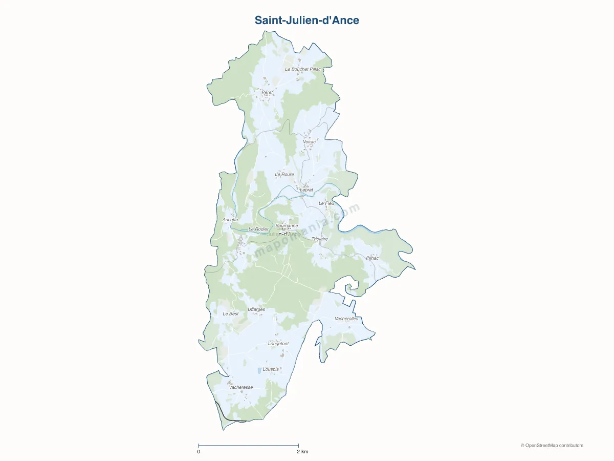 Carte de Saint-Julien-d'Ance à personnaliser